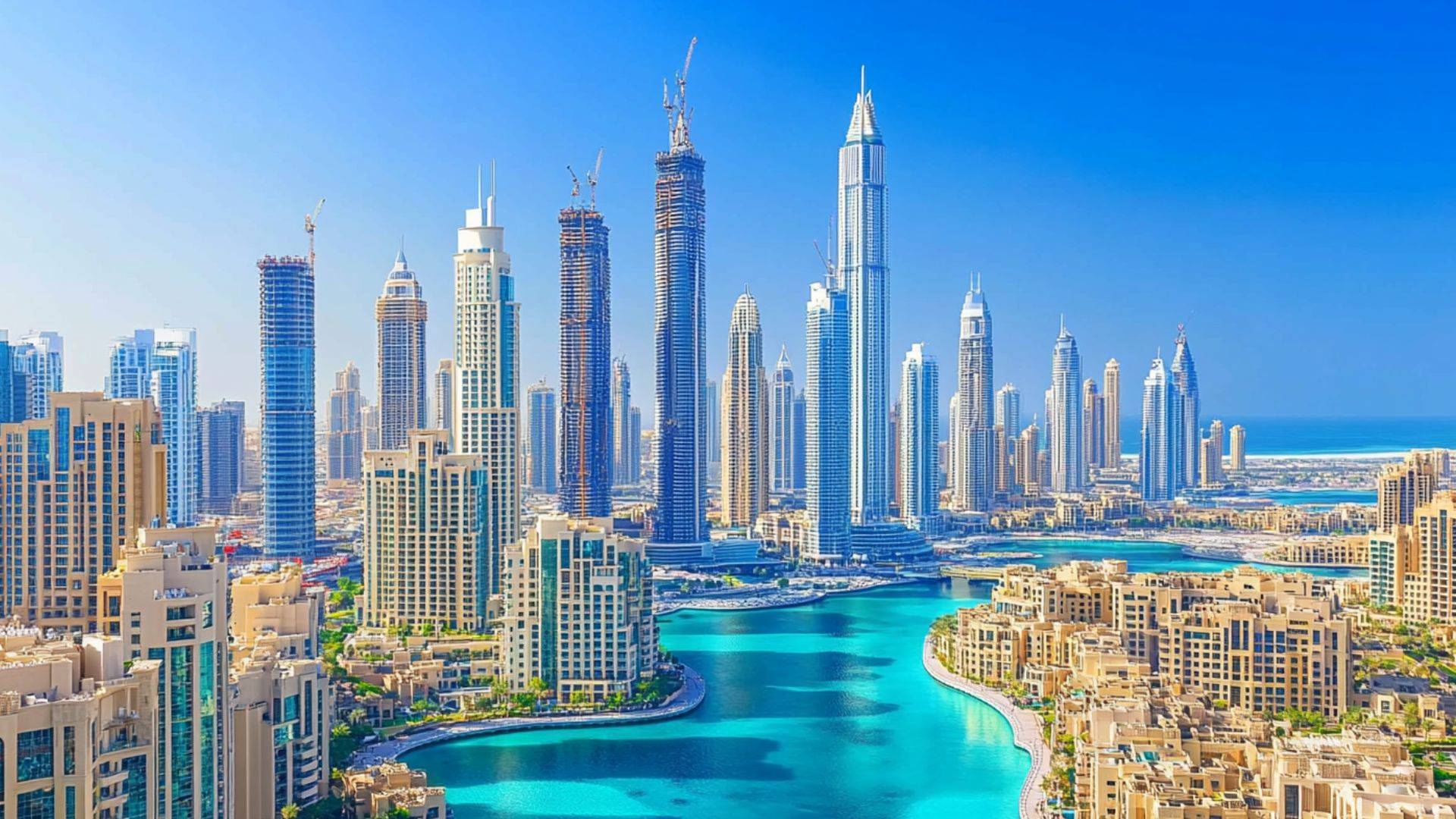 Dubai skyline with luxury buildings, highlighting its status as the world's most expensive city to live in