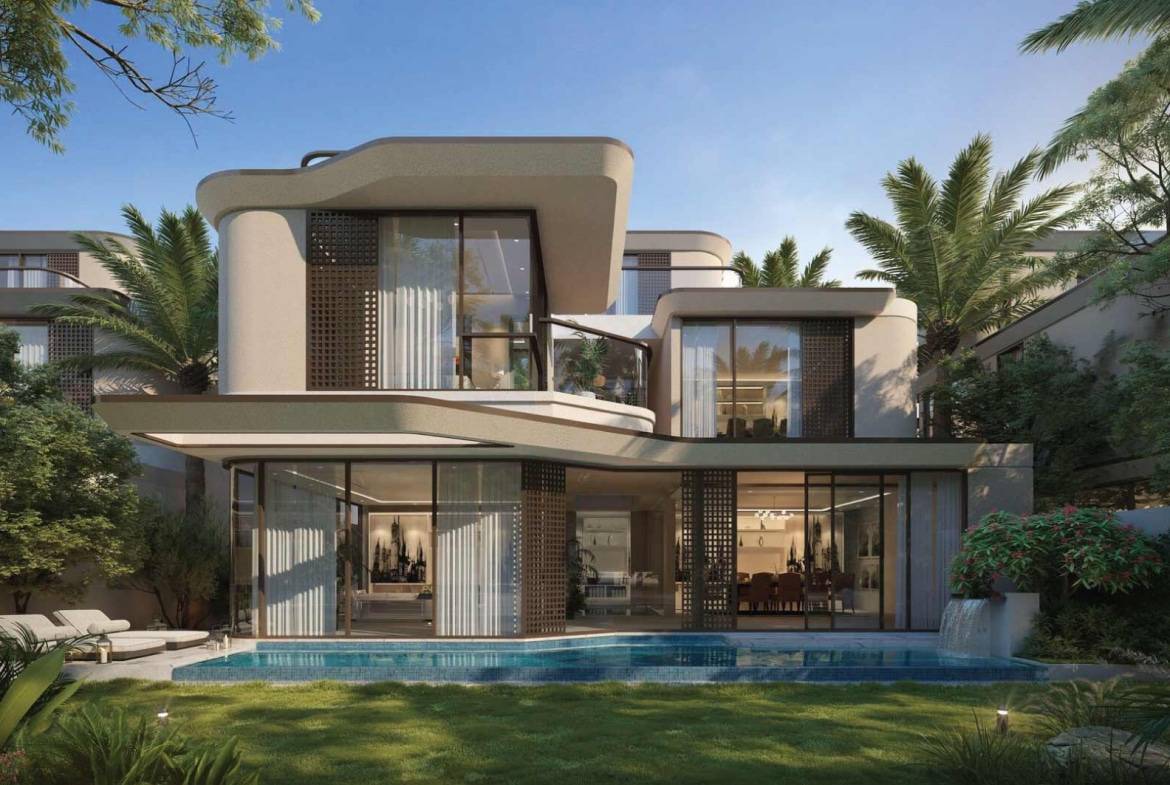 Luxury contemporary villa with private pool and landscaped garden