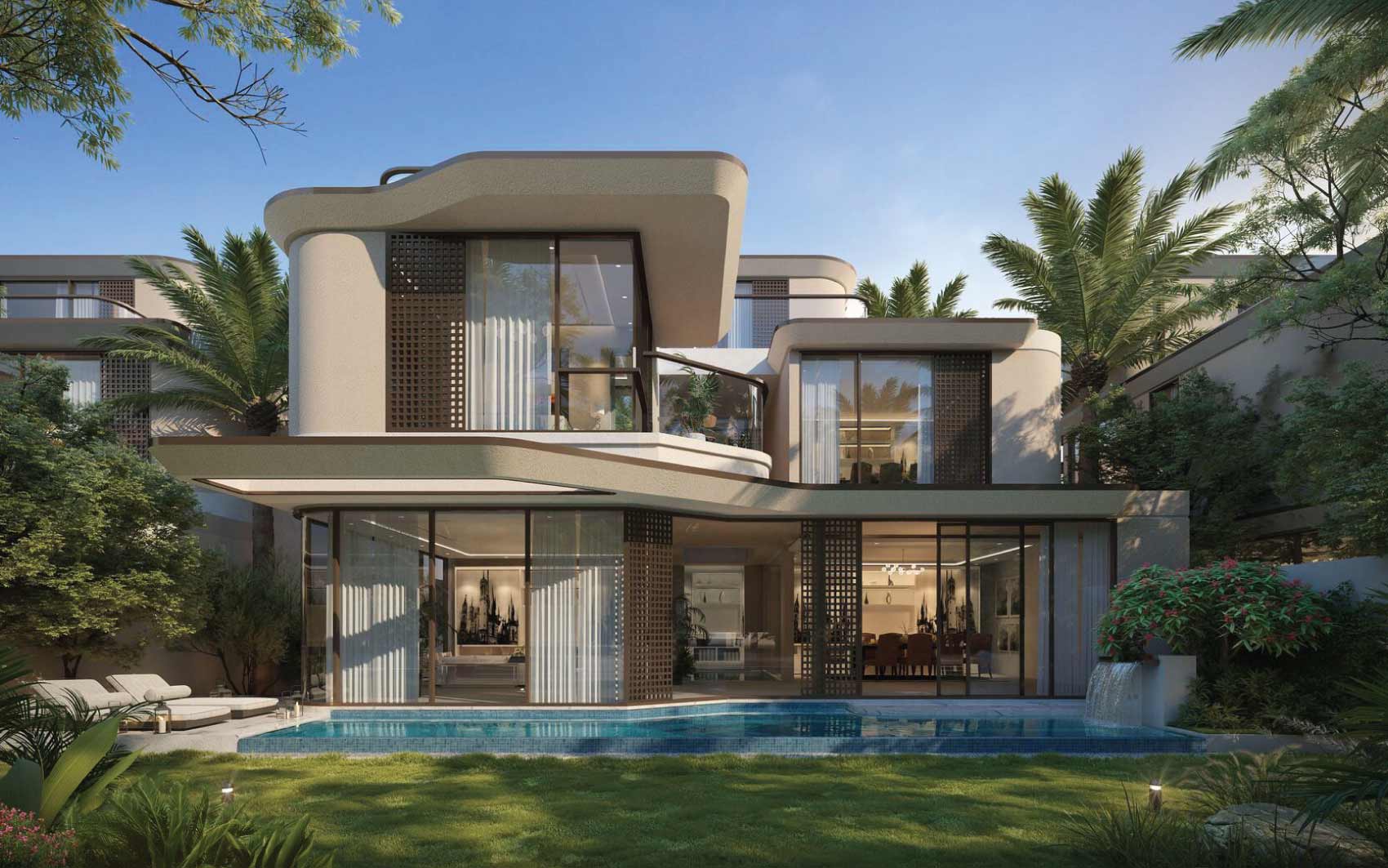 Luxury contemporary villa with private pool and landscaped garden