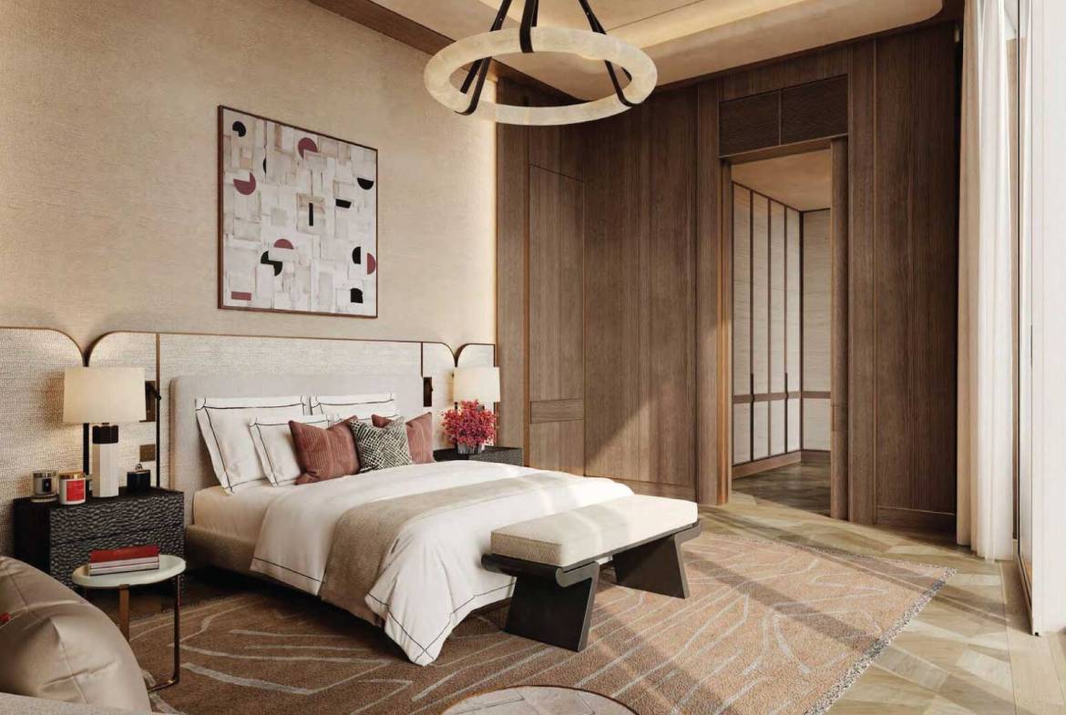 img164 Elegant bedroom with warm lighting and wooden interior finishes