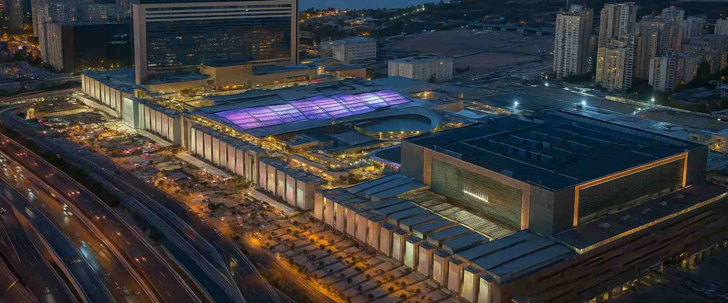 Which Is the Largest Shopping Mall in the World Beirut skyline illuminated at night, showcasing vibrant city lights and a clear starry sky