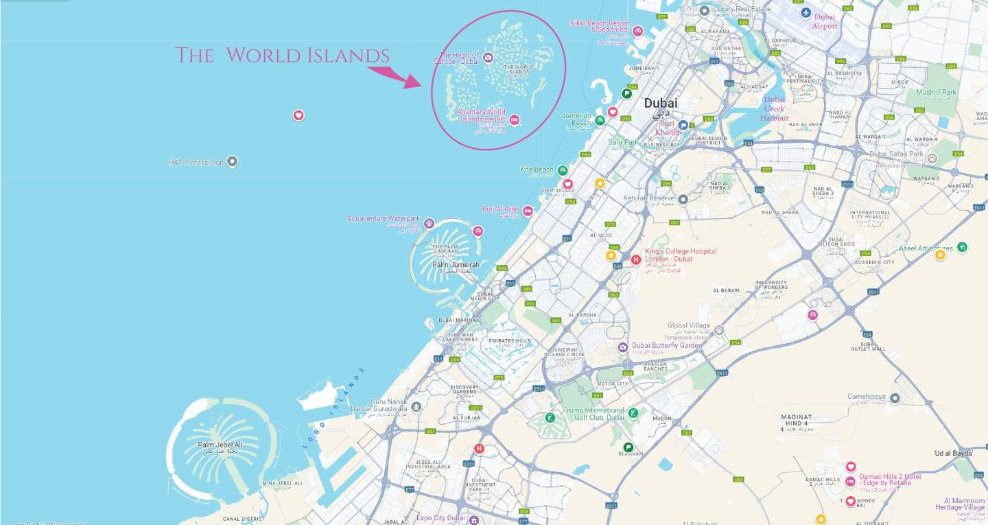 The World Islands Location Map